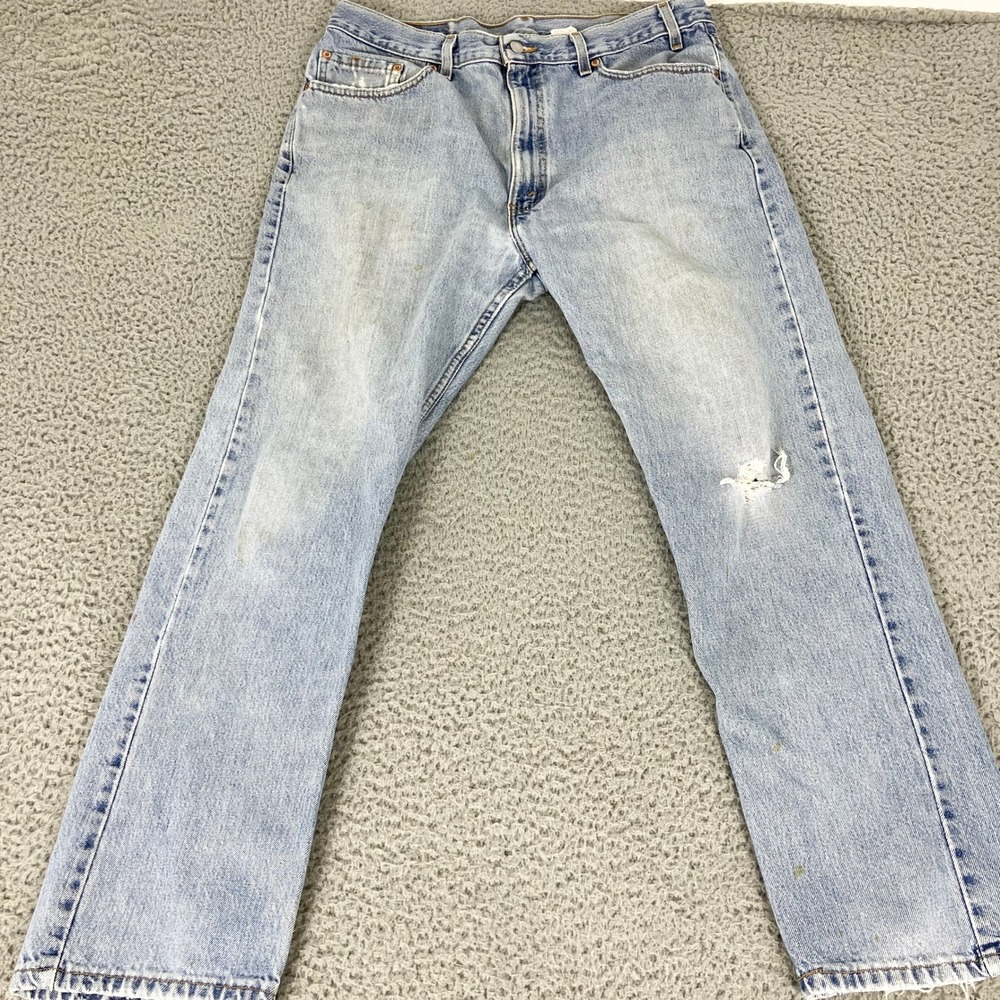Vintage Levi's Jeans Mens 38x30 Light Wash 505 Regular Fit Straight Leg Denim